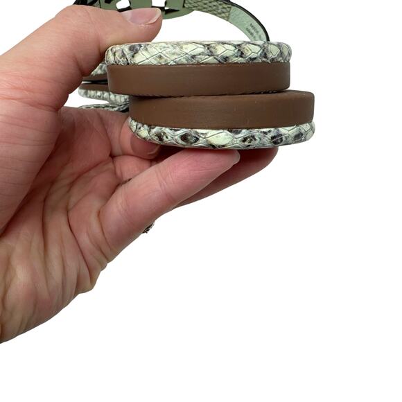 TORY BURCH Mint Green Reptile Snake Gold Metallic Metal Miller Sandals Size 7.5 - Picture 6 of 7